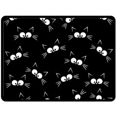 Cute Black Cat Pattern Fleece Blanket (large)  by Valentinaart