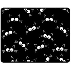 Cute Black Cat Pattern Double Sided Fleece Blanket (medium)  by Valentinaart