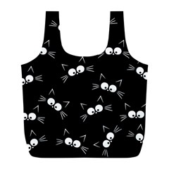 Cute Black Cat Pattern Full Print Recycle Bag (l)