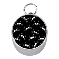 Cute Black Cat Pattern Mini Silver Compasses by Valentinaart