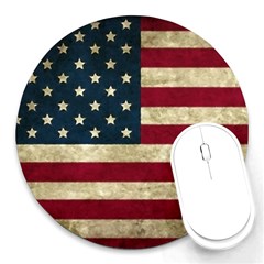 Vintage American Flag Round Mousepads by Valentinaart