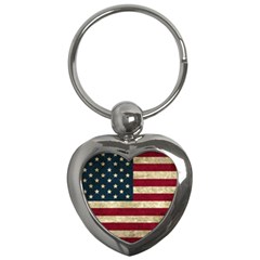 Vintage American Flag Key Chains (heart)  by Valentinaart