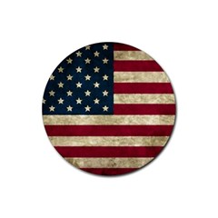 Vintage American Flag Rubber Round Coaster (4 Pack)  by Valentinaart