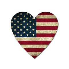 Vintage American Flag Heart Magnet by Valentinaart