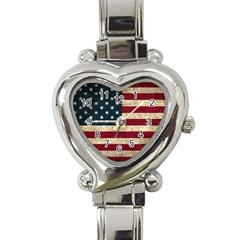 Vintage American Flag Heart Italian Charm Watch by Valentinaart