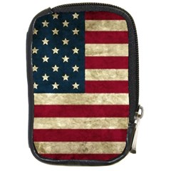 Vintage American Flag Compact Camera Leather Case by Valentinaart