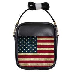 Vintage American Flag Girls Sling Bag by Valentinaart