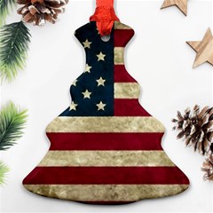 Vintage American Flag Christmas Tree Ornament (two Sides) by Valentinaart