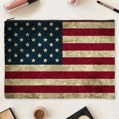 Vintage American Flag Cosmetic Bag (xxxl) by Valentinaart