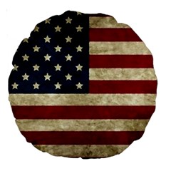 Vintage American Flag Large 18  Premium Round Cushions by Valentinaart