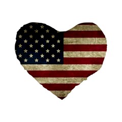 Vintage American Flag Standard 16  Premium Heart Shape Cushions by Valentinaart