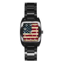 Vintage American Flag Stainless Steel Barrel Watch by Valentinaart