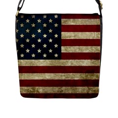 Vintage American Flag Flap Closure Messenger Bag (l) by Valentinaart