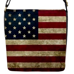 Vintage American Flag Flap Closure Messenger Bag (s) by Valentinaart