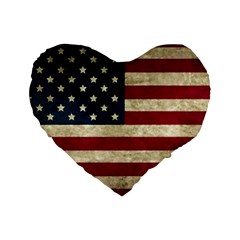 Vintage American Flag Standard 16  Premium Flano Heart Shape Cushions by Valentinaart