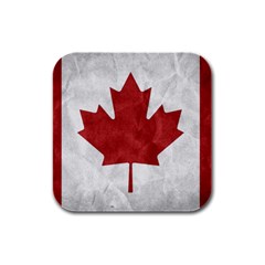 Canada Grunge Flag Rubber Square Coaster (4 Pack)  by Valentinaart