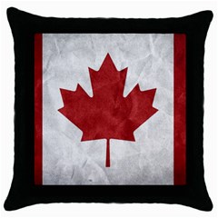 Canada Grunge Flag Throw Pillow Case (black) by Valentinaart