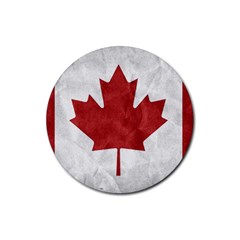 Canada Grunge Flag Rubber Coaster (round)  by Valentinaart