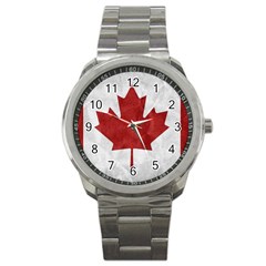 Canada Grunge Flag Sport Metal Watch by Valentinaart