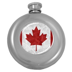 Canada Grunge Flag Round Hip Flask (5 Oz) by Valentinaart