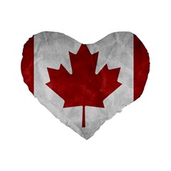 Canada Grunge Flag Standard 16  Premium Flano Heart Shape Cushions by Valentinaart