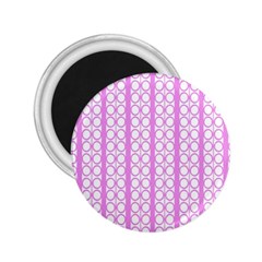 Circles Lines Light Pink White Pattern 2 25  Magnets by BrightVibesDesign