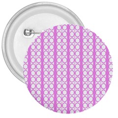 Circles Lines Light Pink White Pattern 3  Buttons by BrightVibesDesign