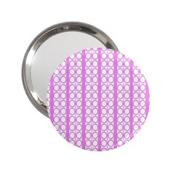 Circles Lines Light Pink White Pattern 2 25  Handbag Mirrors by BrightVibesDesign