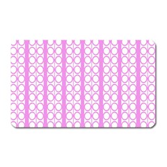 Circles Lines Light Pink White Pattern Magnet (rectangular) by BrightVibesDesign