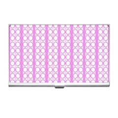 Circles Lines Light Pink White Pattern Business Card Holder by BrightVibesDesign