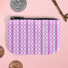 Circles Lines Light Pink White Pattern Mini Coin Purse by BrightVibesDesign