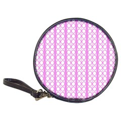 Circles Lines Light Pink White Pattern Classic 20-cd Wallets by BrightVibesDesign