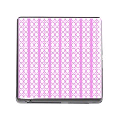 Circles Lines Light Pink White Pattern Memory Card Reader (square 5 Slot) by BrightVibesDesign