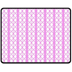 Circles Lines Light Pink White Pattern Fleece Blanket (medium)  by BrightVibesDesign