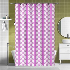 Circles Lines Light Pink White Pattern Shower Curtain 48  X 72  (small)  by BrightVibesDesign