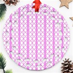 Circles Lines Light Pink White Pattern Round Filigree Ornament (Two Sides) Front