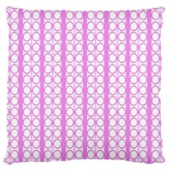 Circles Lines Light Pink White Pattern Large Cushion Case (two Sides) by BrightVibesDesign