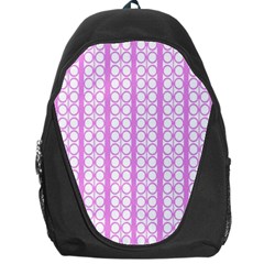 Circles Lines Light Pink White Pattern Backpack Bag by BrightVibesDesign