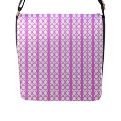 Circles Lines Light Pink White Pattern Flap Closure Messenger Bag (l) by BrightVibesDesign