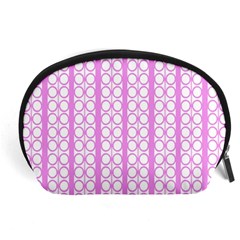 Circles Lines Light Pink White Pattern Accessory Pouch (large) by BrightVibesDesign