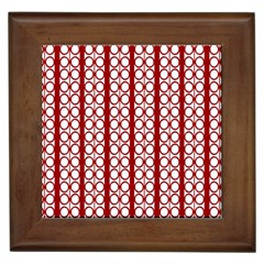 Circles Lines Red White Pattern Framed Tiles by BrightVibesDesign