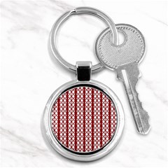 Circles Lines Red White Pattern Key Chains (round)  by BrightVibesDesign