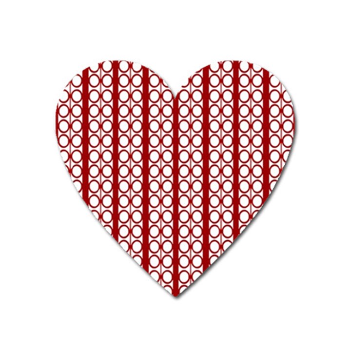 Circles Lines Red White Pattern Heart Magnet