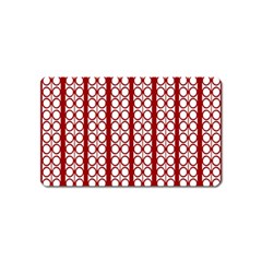 Circles Lines Red White Pattern Magnet (name Card) by BrightVibesDesign