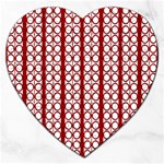 Circles Lines Red White Pattern Jigsaw Puzzle (Heart) Front