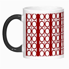 Circles Lines Red White Pattern Morph Mugs by BrightVibesDesign