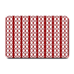 Circles Lines Red White Pattern Small Doormat  by BrightVibesDesign