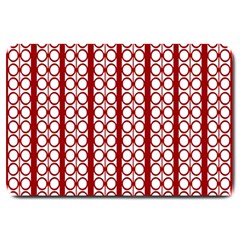 Circles Lines Red White Pattern Large Doormat  by BrightVibesDesign