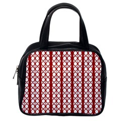 Circles Lines Red White Pattern Classic Handbag (one Side) by BrightVibesDesign