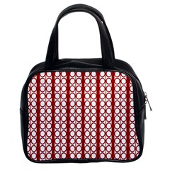 Circles Lines Red White Pattern Classic Handbag (two Sides) by BrightVibesDesign